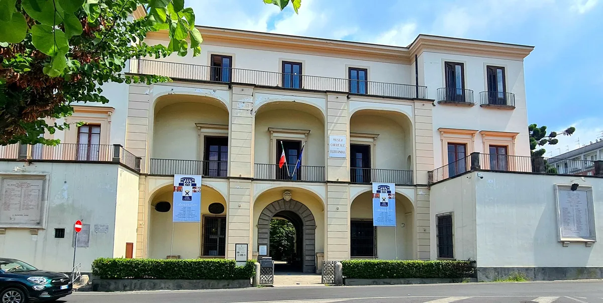 The 18th-century facade and entrance loggia of Museo Correale di Terranova in Sorrento